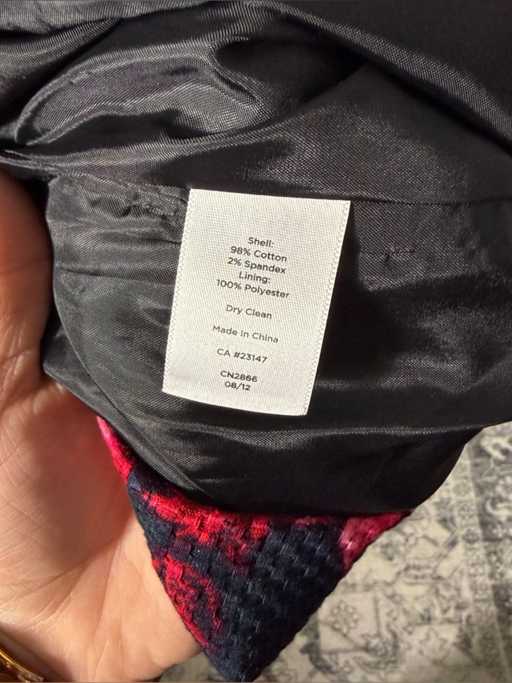 Talbots 12P Red Black Floral Sheath Dress Petite Textured Career Wedding Spring - Picture 9 of 9